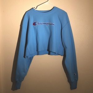 Champion Reverse Weave Logo Spell out Cropped Crewneck Sweatshirt Women’s L
